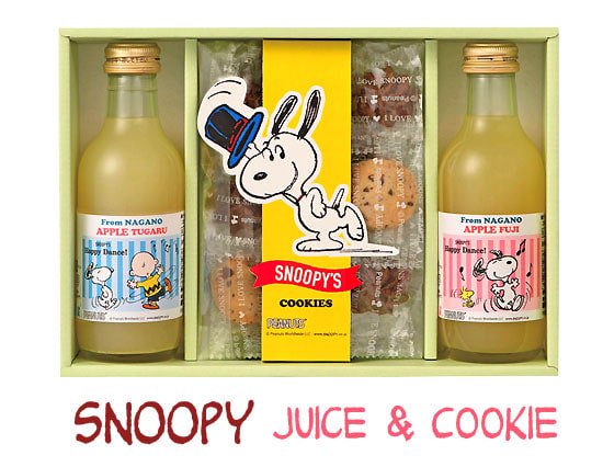 スヌーピーのフルーツジュース 2本 クッキーギフト 内祝いに送料無料ギフトotoya
